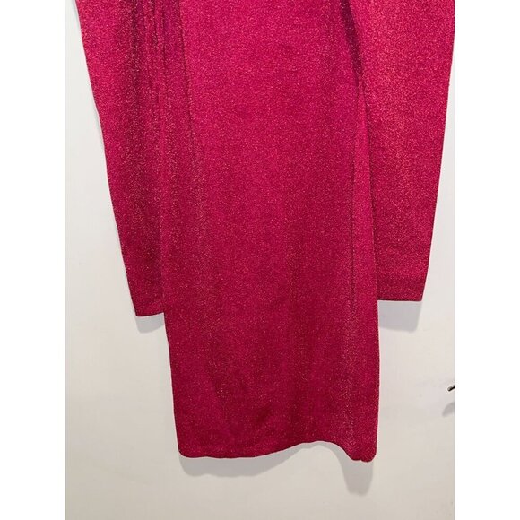 Alice and Olivia Issa Hot Pink Glitter Women's Size S Puff Sleeve Turtleneck Min - Picture 5 of 11